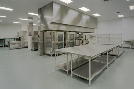 Kitchen Stocked with Several Fridges, Ovens, Counters, and More